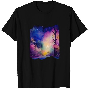 Discover Boho Chic Enchanted Forest Rainbow Watercolor Sky 1 T-Shirts