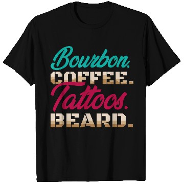 Discover Bourbon Coffee Tattoos Beard Tattoo caffeines Whiskey Drinks T-Shirts