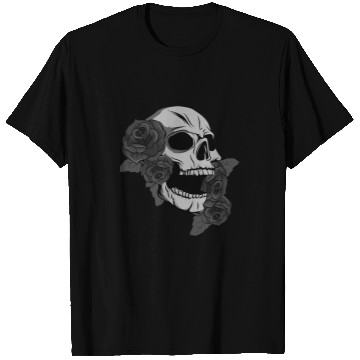 Discover Black Skull Roses Dark Magic Viking Aesthetic Goth Gothic T-Shirts