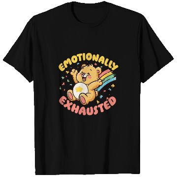 Discover Bear Pet Emotionally Exhausted Adorable Bear with Colorful Rainbow T-Shirts