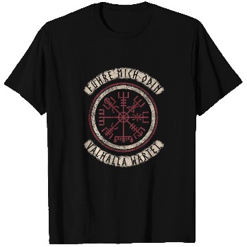 Discover Lead Mich Odin Valhalla Viking Compass Vegvisir Back T-Shirts