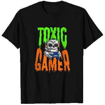 Discover Funny Halloween Deadass Toxic Gamer Gaming Controller Skull T-Shirts