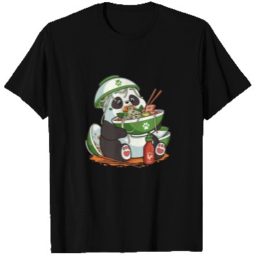 Discover Panda Pet Funny Vietnamese Pho Noodle Soup Panda Bear Eating Pho Soup T-Shirts