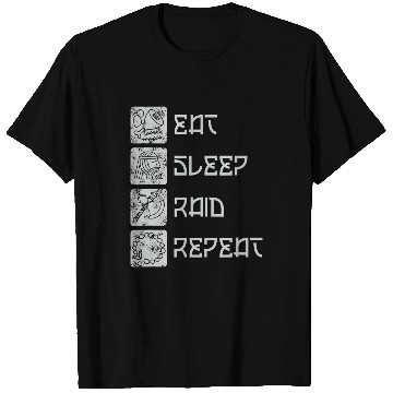 Discover Eat Sleep Raid Repeat Funny Viking Gaming MMORPG RPG Lover T-Shirts
