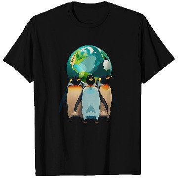 Discover Penguin Pet Earth Globe Environment Black Green Blue Orange Top T-Shirts
