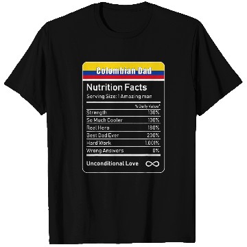 Discover Colombian Dad Nutrition Facts Fathers T-Shirts