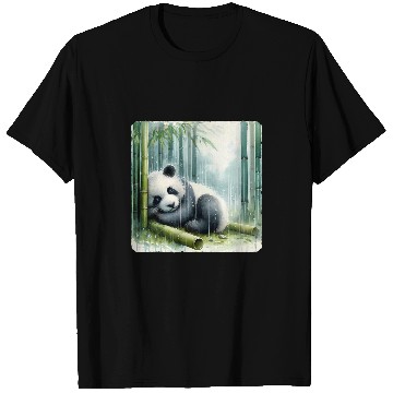 Discover Panda Pet Sleeping Under Bamboo While Gentle Rain Sleep Serene T-Shirts