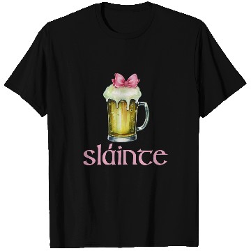 Discover Beer Fun Coquette Slainte Green Beer Pink Bow St Patrick s Day T-Shirts