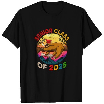 Discover Sloth Pet Senior Class Of 2025 Sloth Sleeping Flowers Graduate T-Shirts