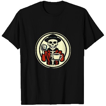 Discover Coffee Fun Skeletons drinking coffee dressed elegantly for Halloween 3 T-Shirts