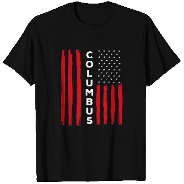 Discover Columbus Day Distressed USA Flag T-Shirts