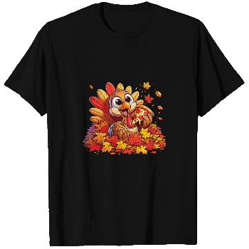 Discover Colorful Fall Leaves Turkey Please Eat Pizza Thanksgiving T-Shirts