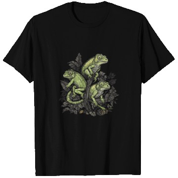 Discover Chameleons Lizard Iguana on Branch Reptile Terrarium Chameleon T-Shirts
