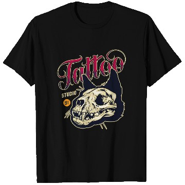Discover Cat Skull Tattoo T-Shirts