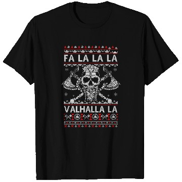 Discover Fa La La Valhalla Viking Skull Christmas Ugly Xmas T-Shirts