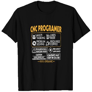 Discover Beer Fun cnc programmer multi tasking likes beer problem solving T-Shirts