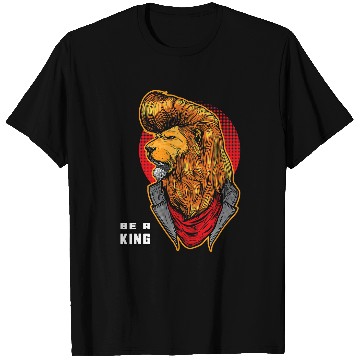 Discover Lion Pet King of The Jungle Rock and Roll Lion Retro Music Blues Hair T-Shirts