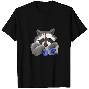 Discover Raccoon Pet with blueberries T-Shirts