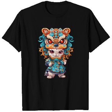 Discover Lion Pet Lunar New Year Lion Dance Cat T-Shirts