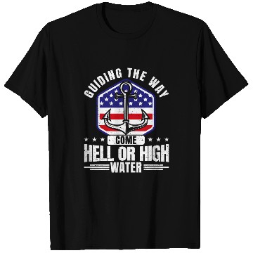 Discover Coast Guard Guiding The Way Come Hell Or High Water US Flag T-Shirts