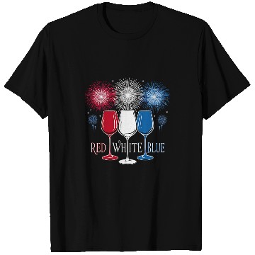 Discover Wines Fun Patriotic Red White and Blue Wines Glasses T-Shirts
