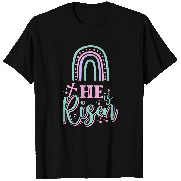 Discover Christian Jesus Easter Day He is Risen Rainbow T-Shirts