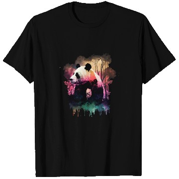 Discover Panda Pet Colorful Wilderness Nature Panda Reflection T-Shirts