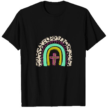 Discover He Is Risen Leopard Rainbow Christian Jesus Easter Day T-Shirts