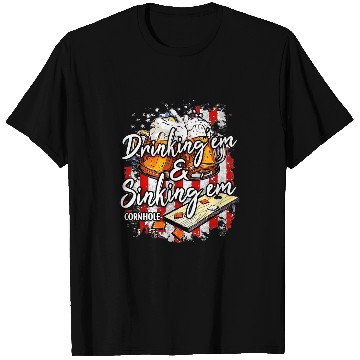 Discover Beer Fun Drinking em and sinking em beer drinking cornhole 4th July T-Shirts