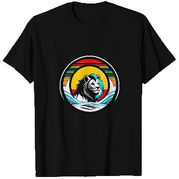 Discover Lion Pet Majestic Big Cat Line Art Afrocentric Lion Illustration T-Shirts