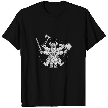 Discover Leonardo Da Vinci Vitruvian Man Viking Valhalla T-Shirts
