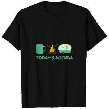 Discover Camping Todays Agenda Coffee Campfire Marshmallow Camper T-Shirts