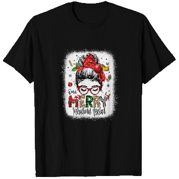 Discover Instructional Assistant Christmas Messy Bun Teacher Aide T-Shirts