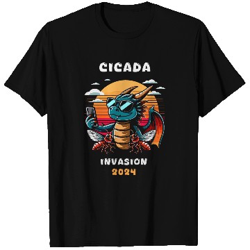 Discover Dragon Pet Selfie Cicada Invasion Insects Retro T-Shirts