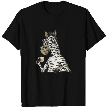 Discover Coffee Fun bored zebra drinking coffee T-Shirts