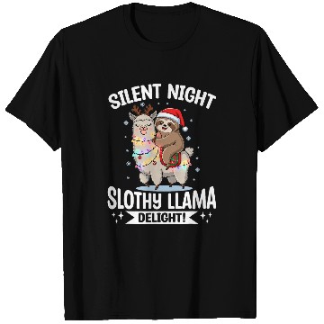 Discover Sloth Pet Llama Christmas Silent night slothy llama delight T-Shirts