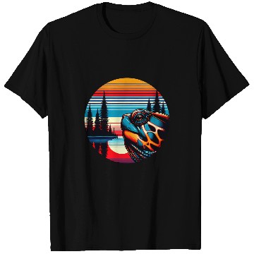 Discover Turtle Pet Box Turtle Sunset Retro Style 80s 70s T-Shirts