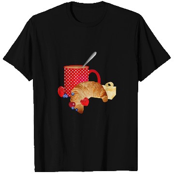 Discover Coffee Fun Breakfast still life with croissant coffee berries 1 T-Shirts