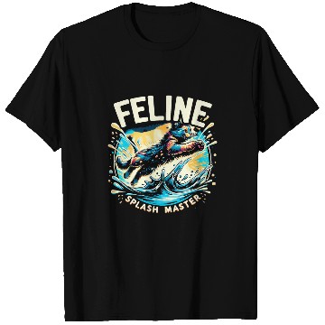 Discover Feline Splash Master Funny Cat Meme Shower Cat Lover Groomer T-Shirts