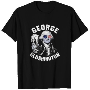 Discover Beer Fun George Sloshington President George Washington Drinking Beer T-Shirts