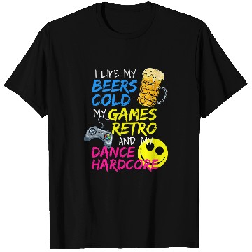 Discover Beer Fun Retro Gamer Gaming Geek Hardcore Dance Music T-Shirts