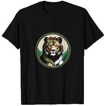 Discover Lion Pet Majestic Lion Line Art Canvas Bamboo Forest T-Shirts