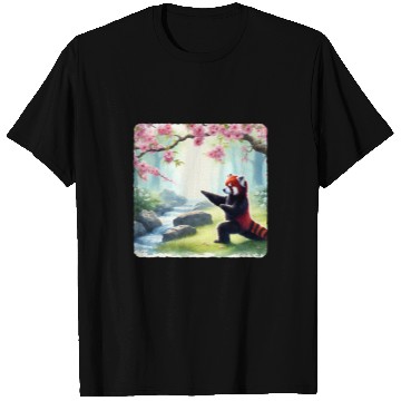 Discover Panda Pet Red Panda Practicing Tai Chi In A Peaceful Garden Stream T-Shirts