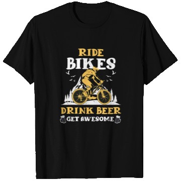 Discover Beer Fun Beer Ride Bikes Cycling Beer Bicycle Mountain Bike Nature T-Shirts