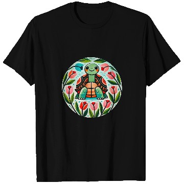 Discover Turtle Pet Box Turtle Buttercup Flowers Illustration T-Shirts