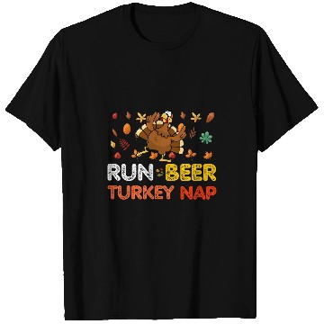 Discover Beer Fun Run Beer Turkey Nap Running Trot Dinner Thanksgiving T-Shirts