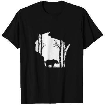 Discover Bear Pet Brown Grizzly Bear Hunting Wisconsin map Hunter T-Shirts