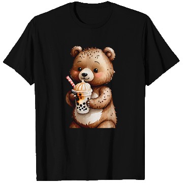 Discover Bear Pet Cute Bear Drinking Boba Bubble Milk Tea Kawaii Animal Lovers T-Shirts