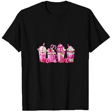 Discover Coffee Fun Pink Latte Love Valentines Day Latte Coffee Graphic T-Shirts