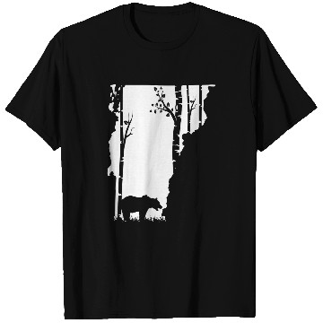 Discover Bear Pet Brown Grizzly Bear Hunting Vermont map Hunter T-Shirts